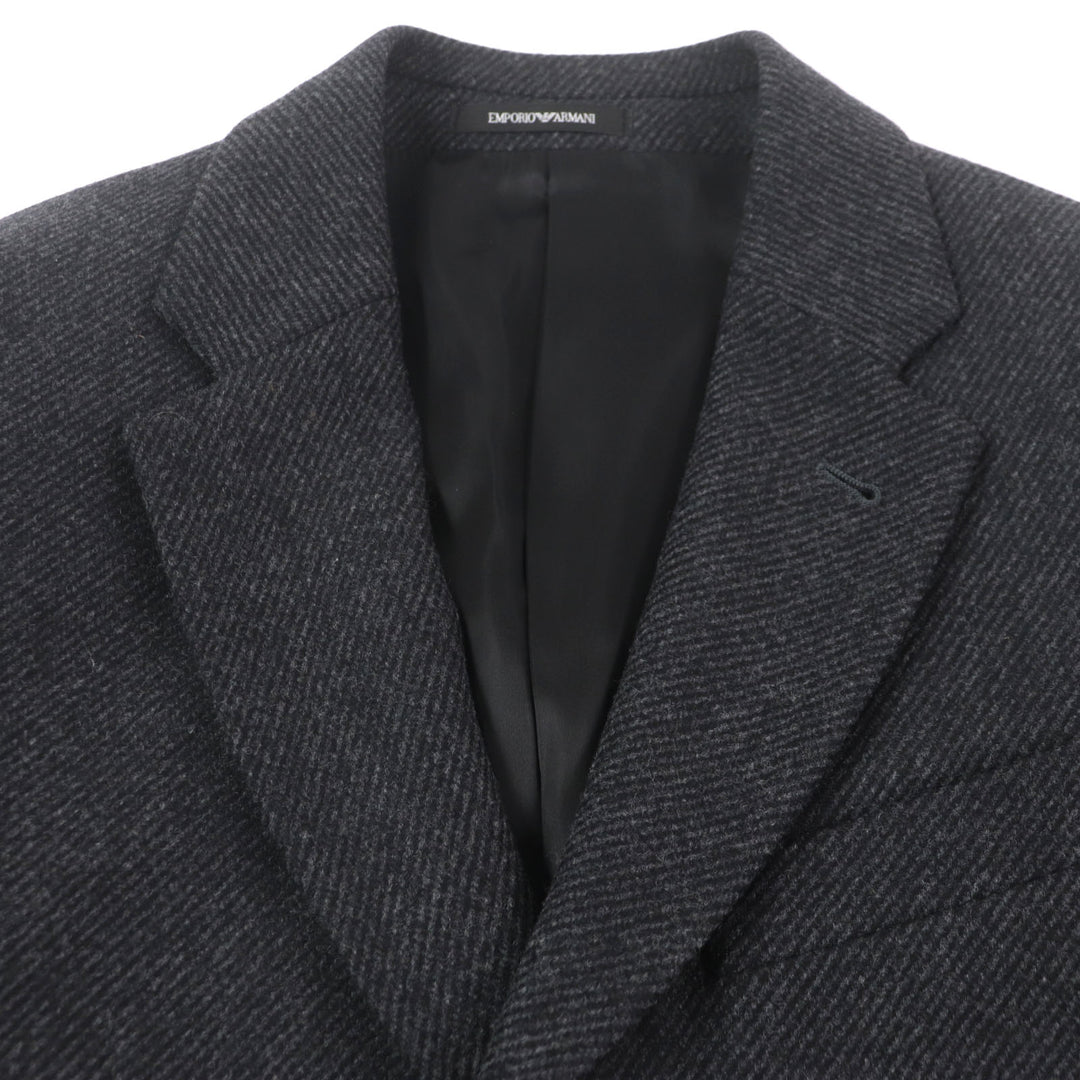 Excellent EMPORIO ARMANI Chester coat Black Tag Woven Pattern Dark gray 46