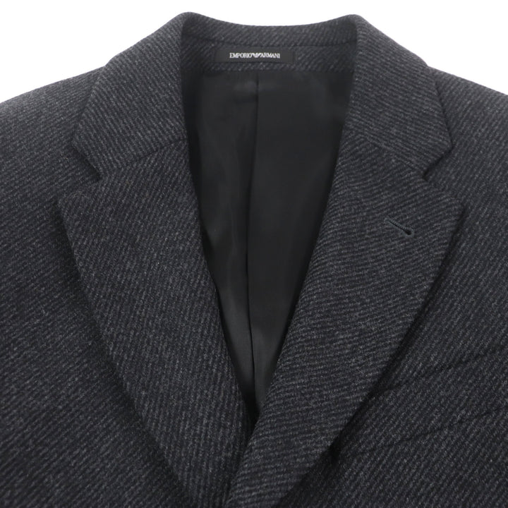 Excellent EMPORIO ARMANI Chester coat Black Tag Woven Pattern Dark gray 46