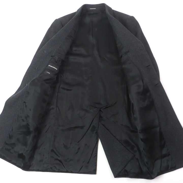 Excellent EMPORIO ARMANI Chester coat Black Tag Woven Pattern Dark gray 46