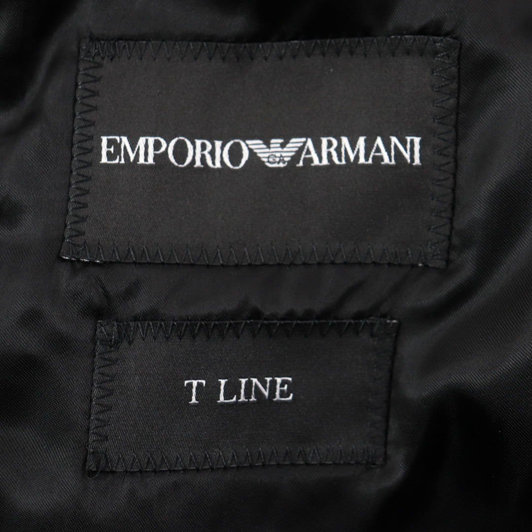 Excellent EMPORIO ARMANI Chester coat Black Tag Woven Pattern Dark gray 46