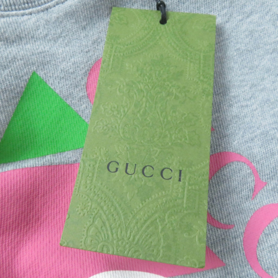 Pristine GUCCI sweat Interlocking G Print Long Sleeve gray cotton Women S 717404
