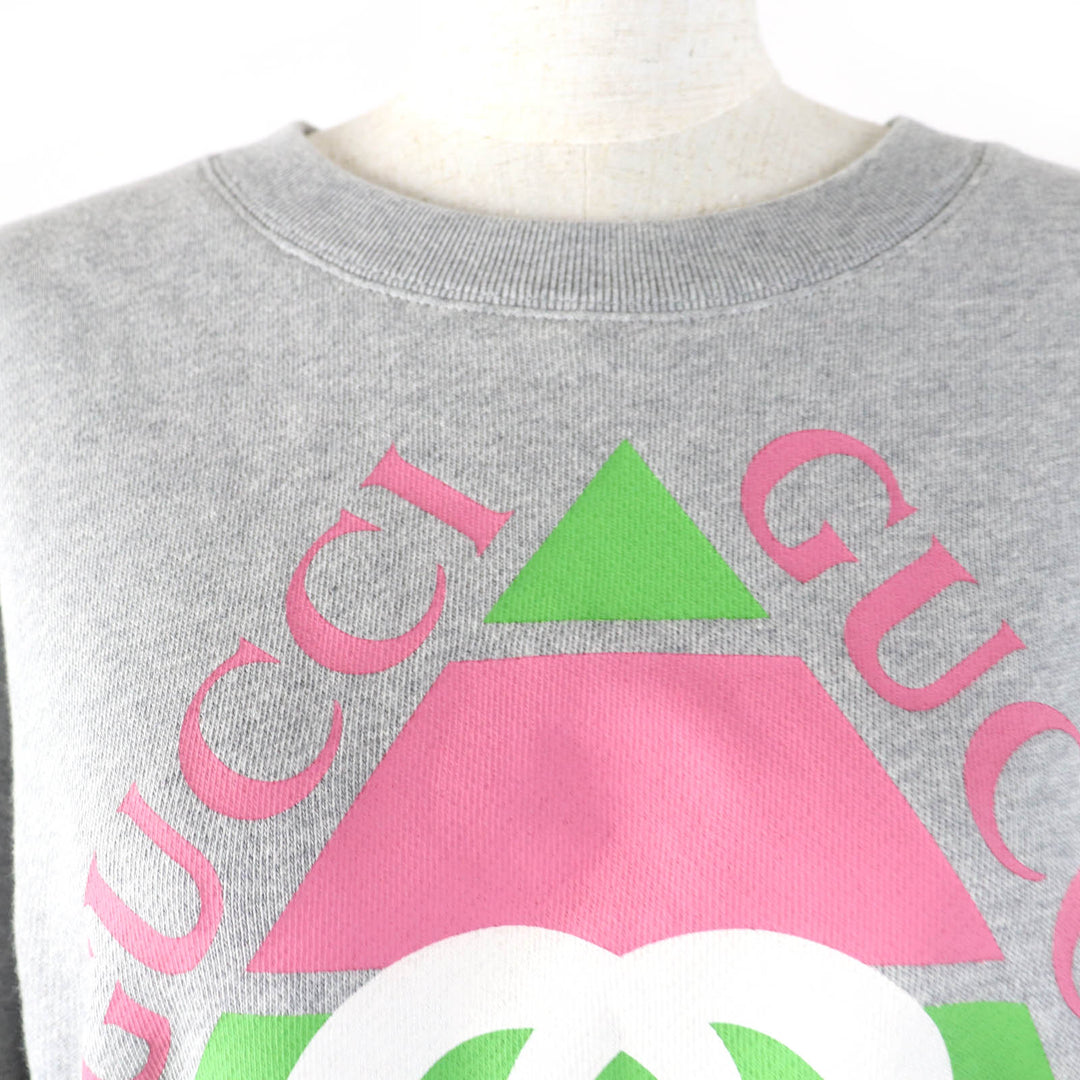 Pristine GUCCI sweat Interlocking G Print Long Sleeve gray cotton Women S 717404