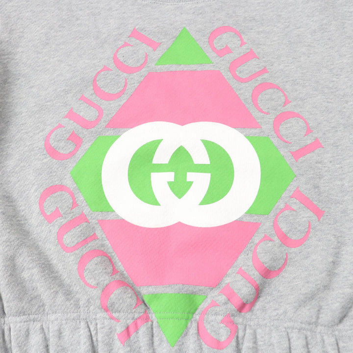 Pristine GUCCI sweat Interlocking G Print Long Sleeve gray cotton Women S 717404