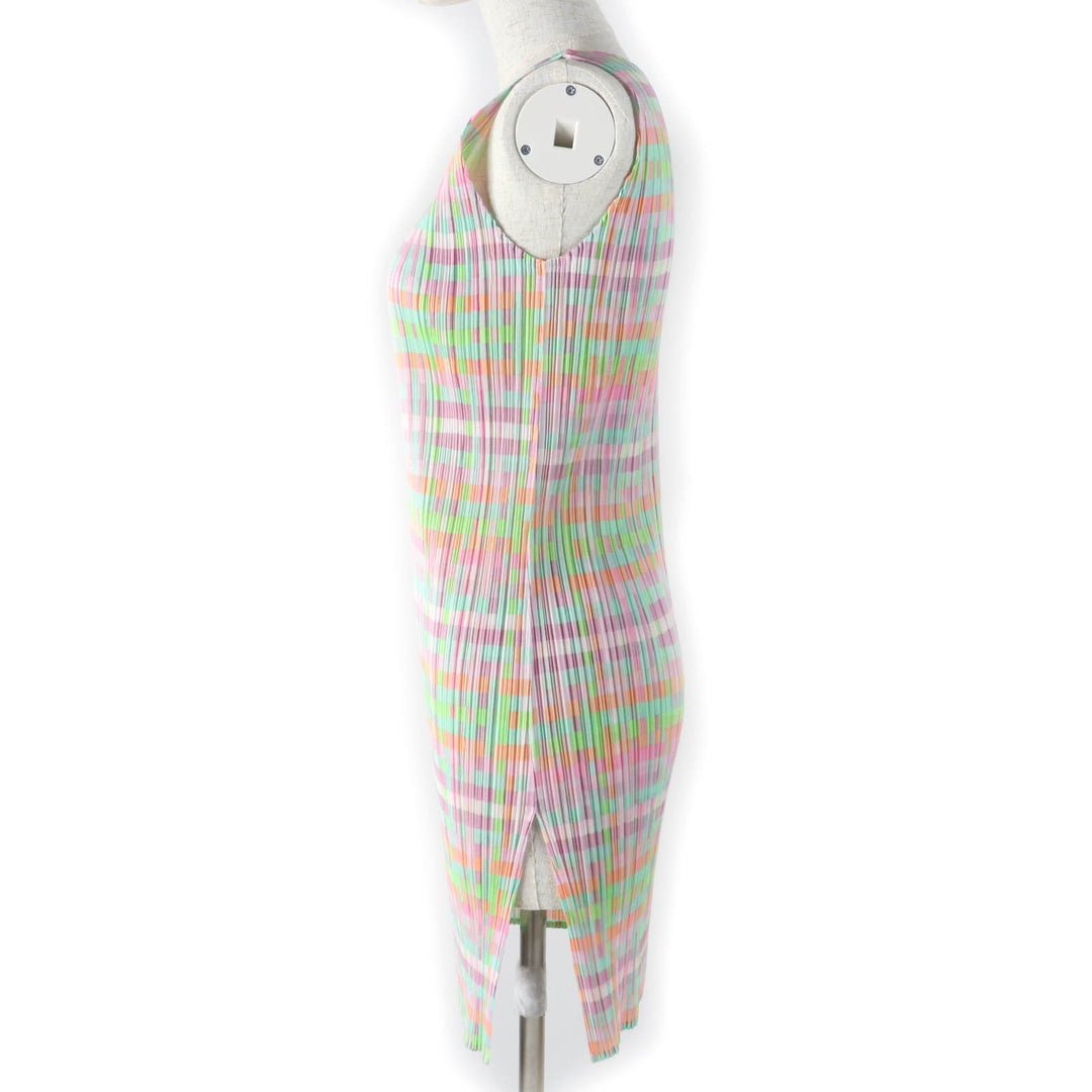 Great PLEATS PLEASE one piece Check Pattern Sleeveless Tunic multicolor 3