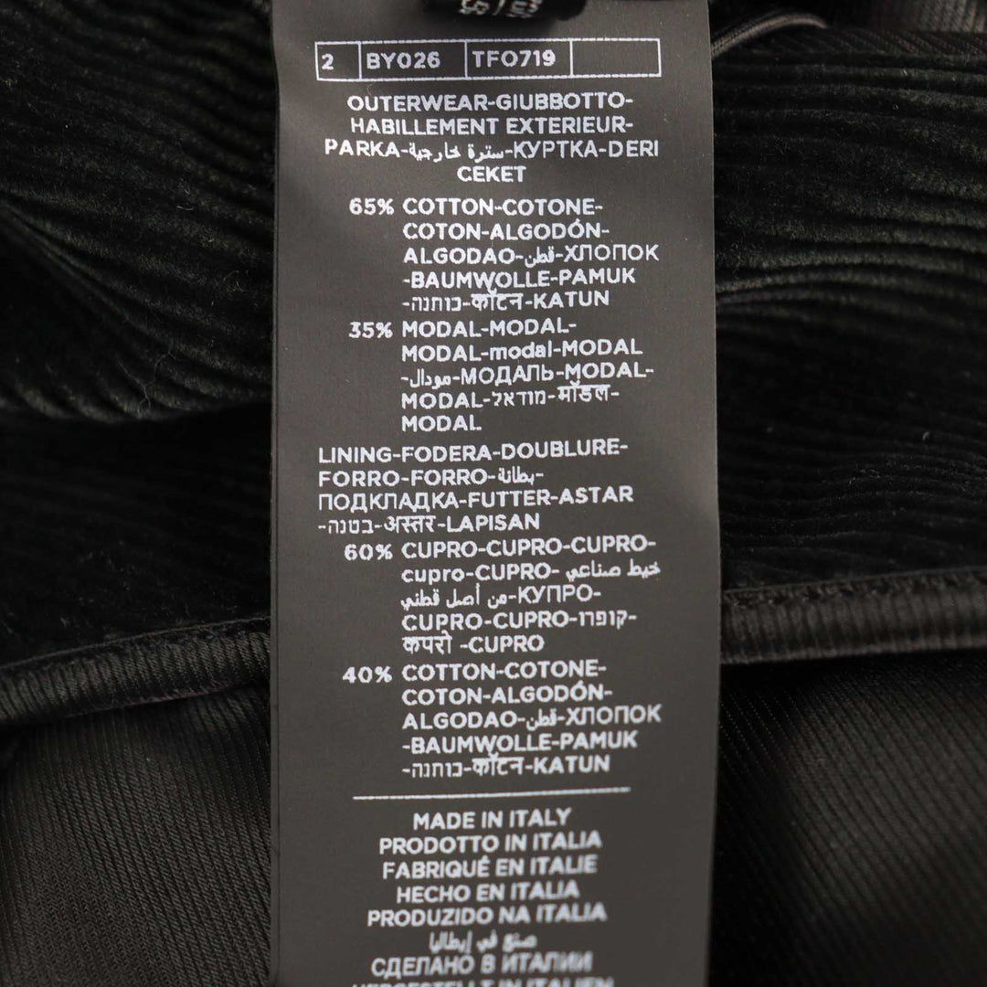 Excellent TOM FORD pea coat Emblem gold button Double-breasted black cotton mens
