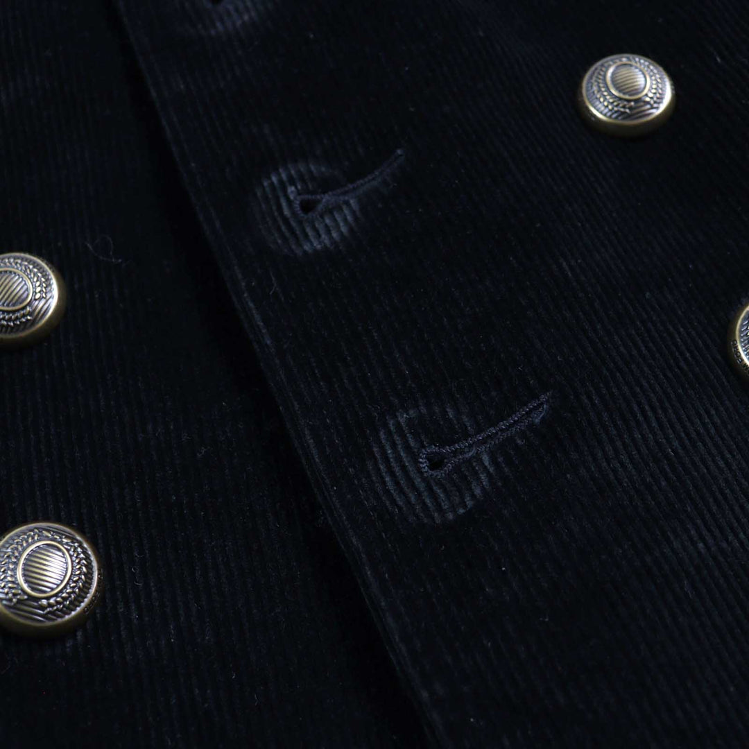 Excellent TOM FORD pea coat Emblem gold button Double-breasted black cotton mens