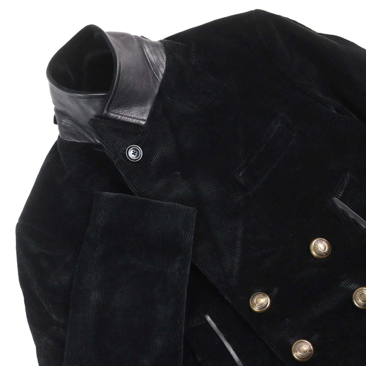 Excellent TOM FORD pea coat Emblem gold button Double-breasted black cotton mens