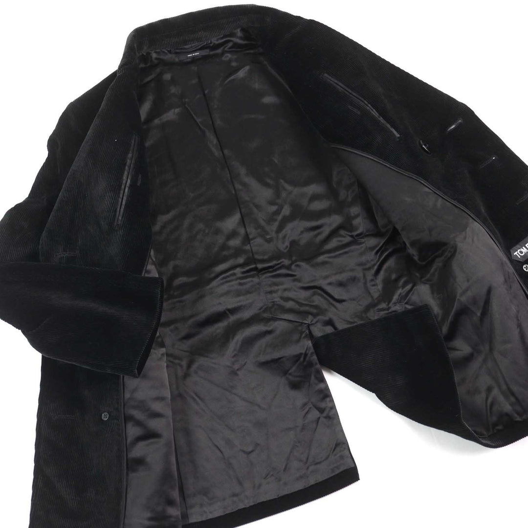 Excellent TOM FORD pea coat Emblem gold button Double-breasted black cotton mens