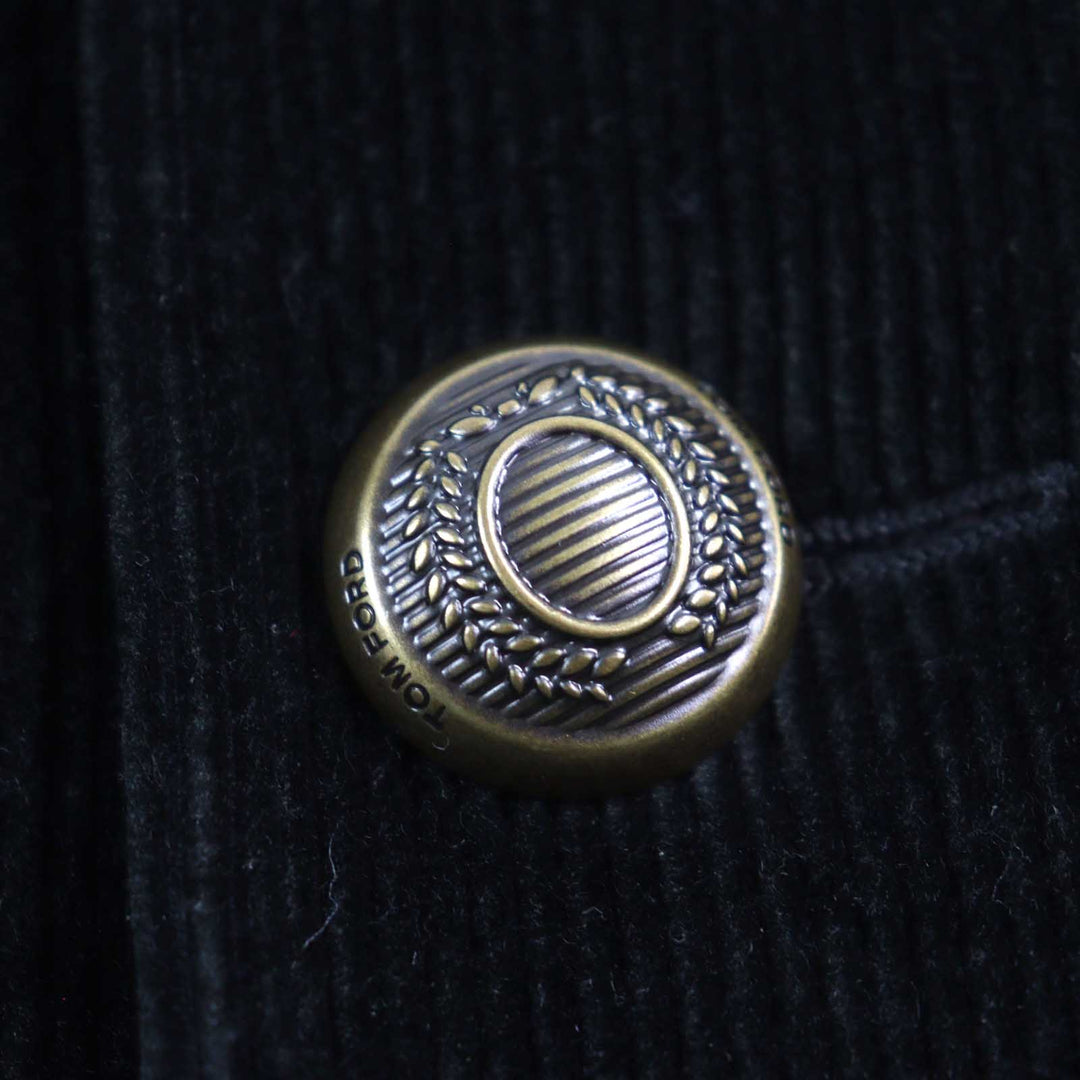 Excellent TOM FORD pea coat Emblem gold button Double-breasted black cotton mens