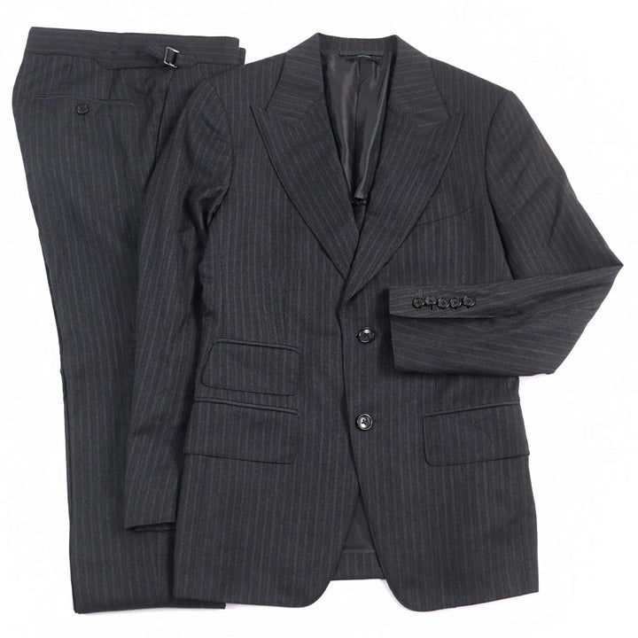Excellent TOM FORD suit WINDSOR full sleeves, Grey Stripe Pattern wool mens 44 24DL4W
