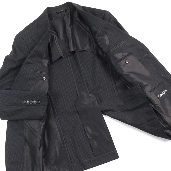 Excellent TOM FORD suit WINDSOR full sleeves, Grey Stripe Pattern wool mens 44 24DL4W