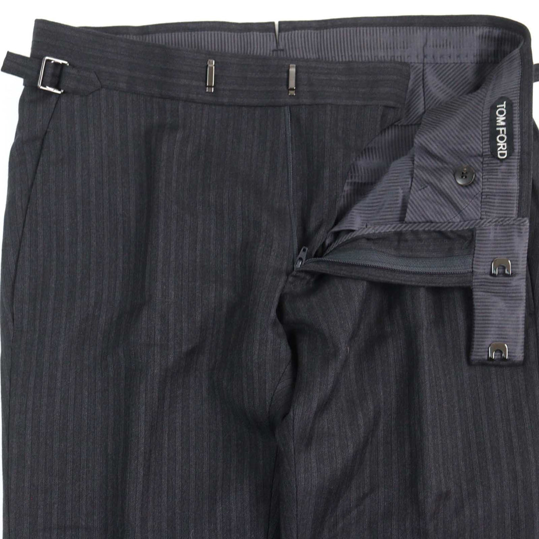 Excellent TOM FORD suit WINDSOR full sleeves, Grey Stripe Pattern wool mens 44 24DL4W