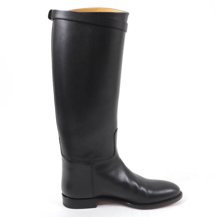 Pristine HERMES Knee-high boots Kelly Buckle Jumping black leather Women 37