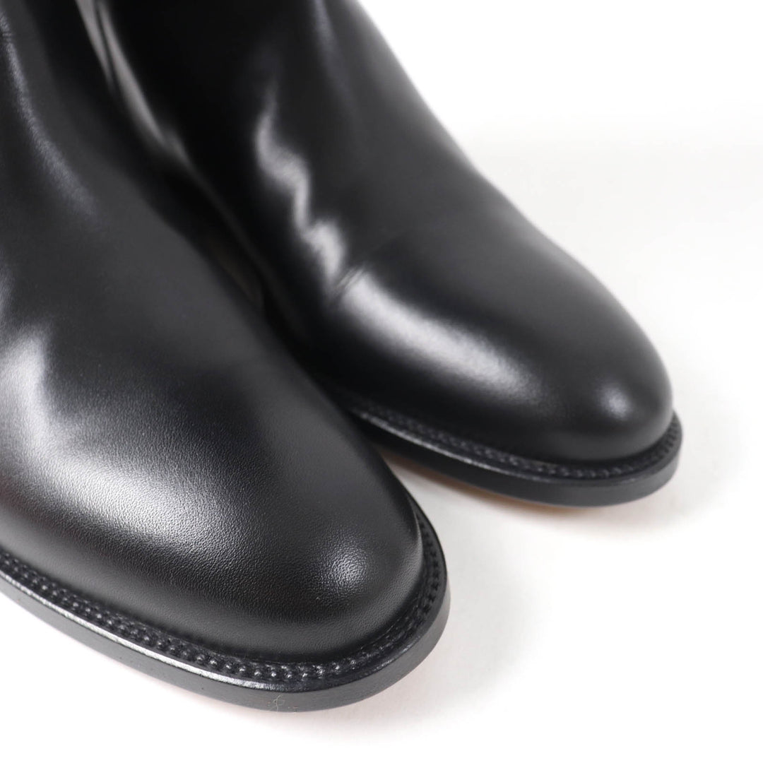 Pristine HERMES Knee-high boots Kelly Buckle Jumping black leather Women 37