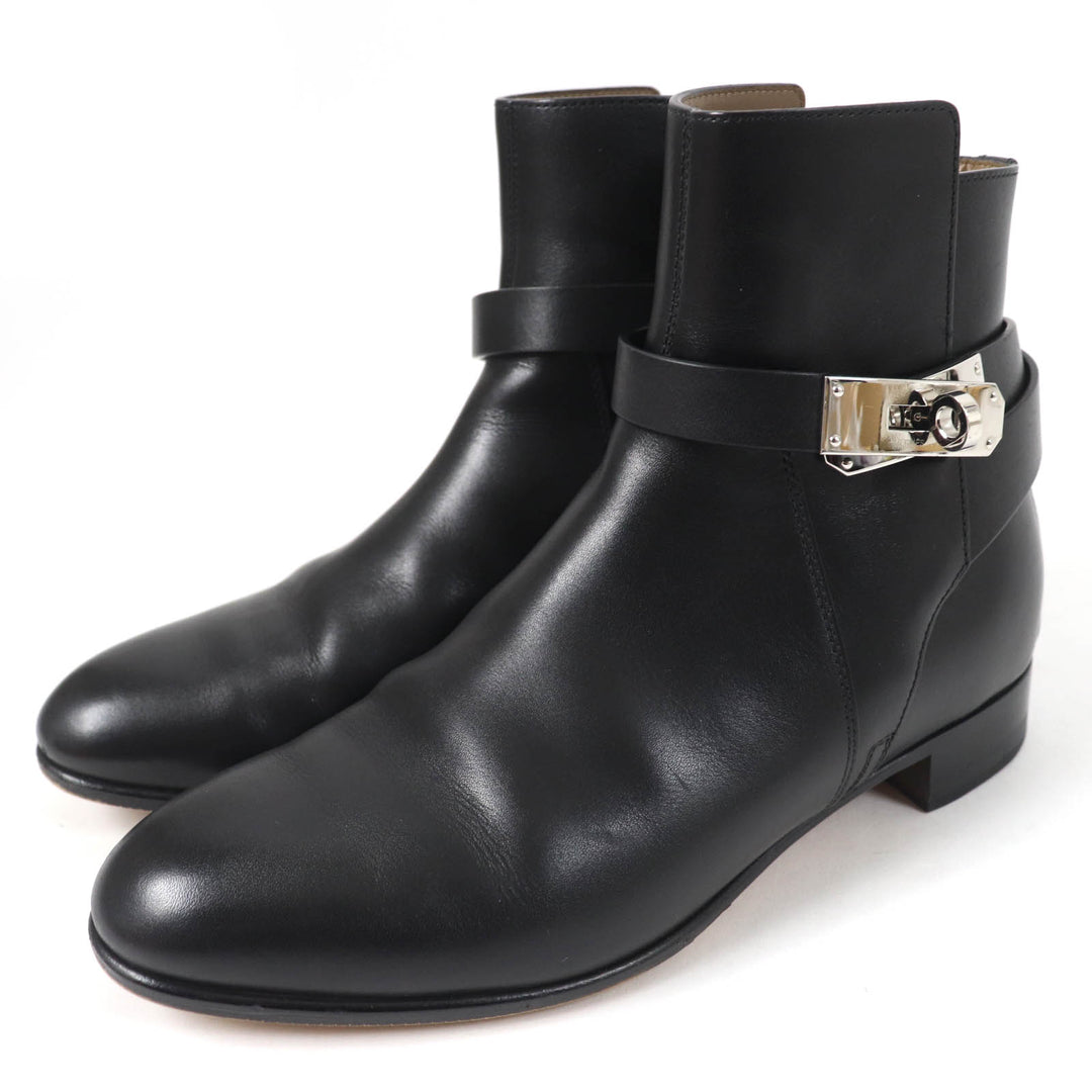 Great HERMES short boots Neo kelly buckle black leather Women 36.5