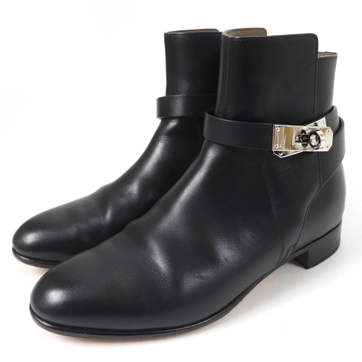 Great HERMES short boots Neo kelly buckle black leather Women 36.5
