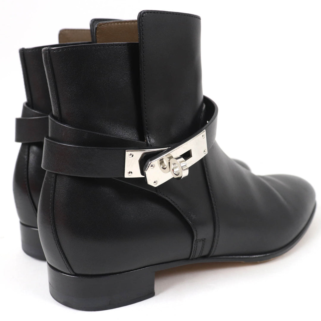 Great HERMES short boots Neo kelly buckle black leather Women 36.5