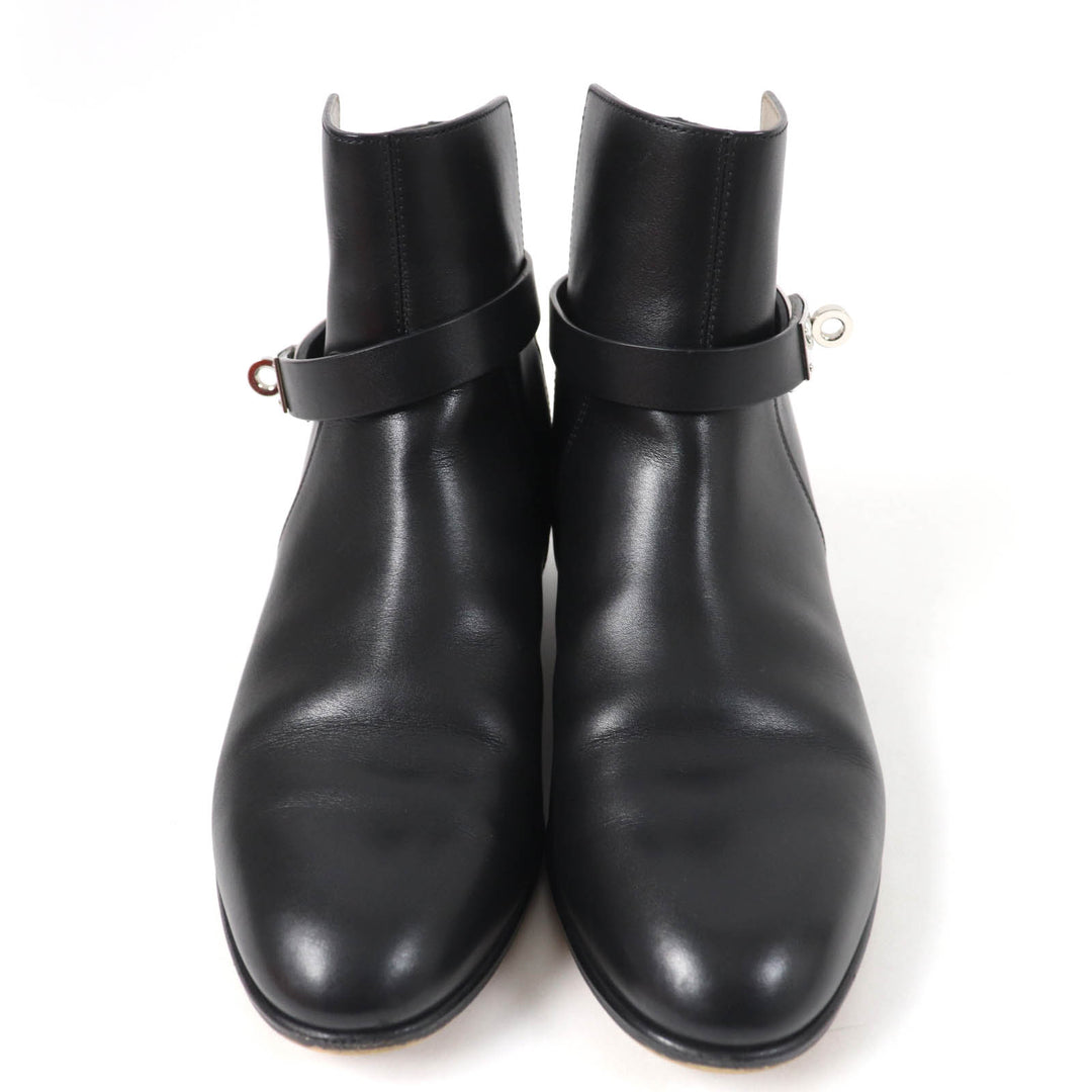 Great HERMES short boots Neo kelly buckle black leather Women 36.5