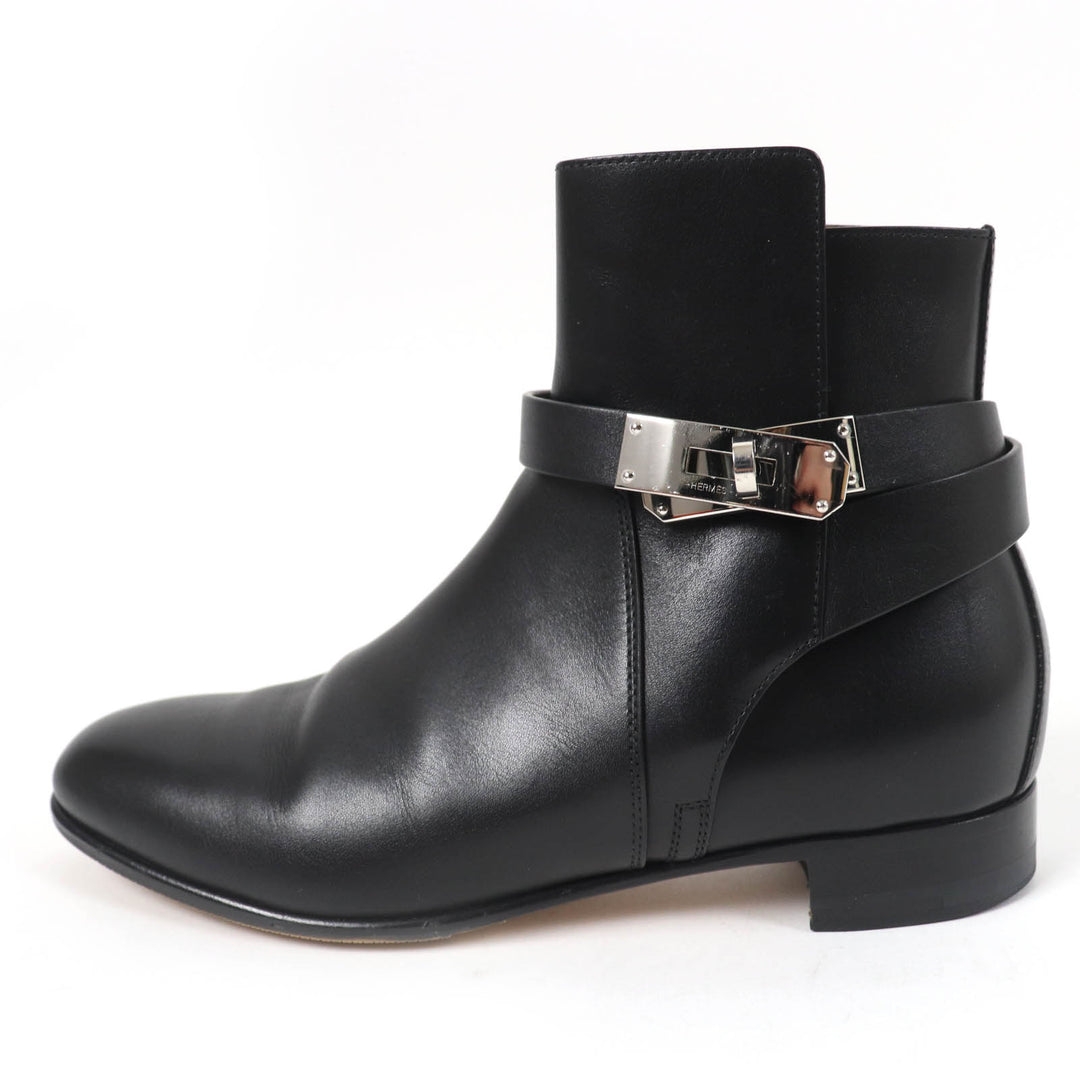 Great HERMES short boots Neo kelly buckle black leather Women 36.5