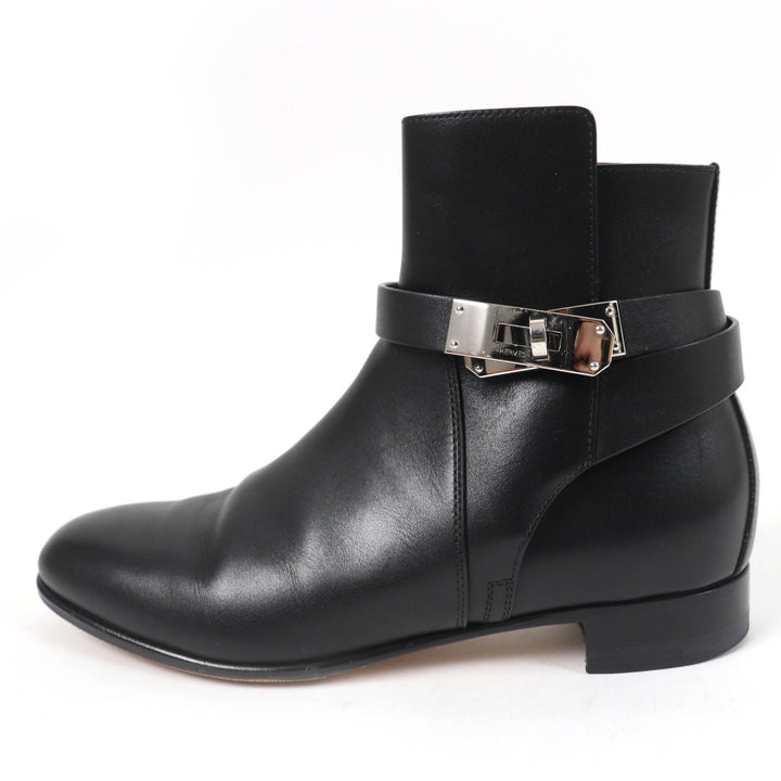 Great HERMES short boots Neo kelly buckle black leather Women 36.5