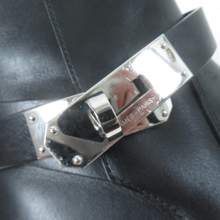 Great HERMES short boots Neo kelly buckle black leather Women 36.5
