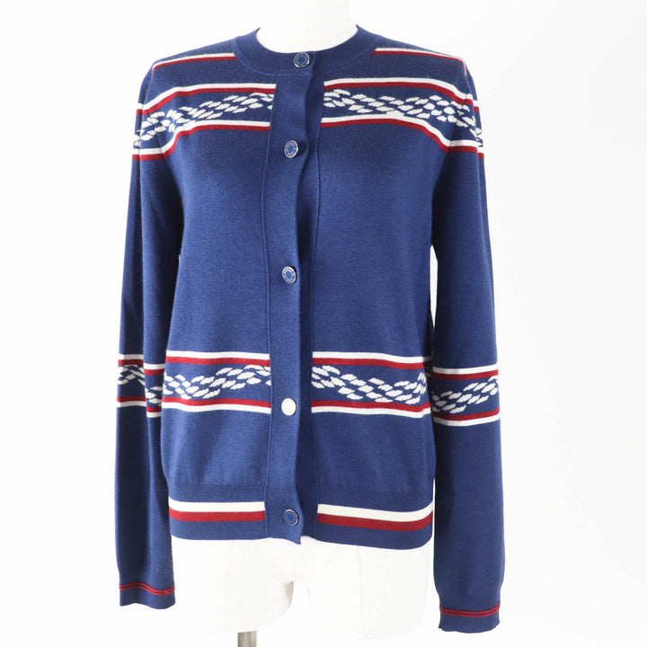 Pristine HERMES cardigan with Serie Button Navy white red cashmere Women 38 3E2715D4
