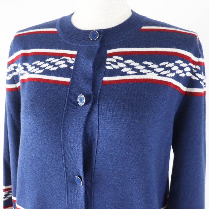 Pristine HERMES cardigan with Serie Button Navy white red cashmere Women 38 3E2715D4