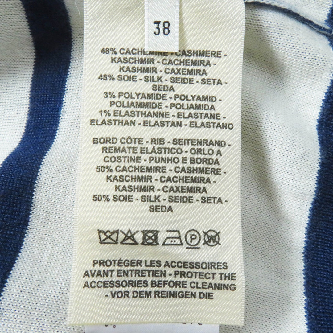 Pristine HERMES cardigan with Serie Button Navy white red cashmere Women 38