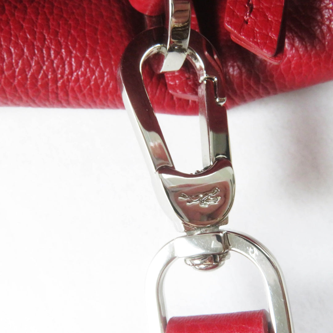 Excellent Longchamp Shoulder Bag Le flowne Logo engraved 2WAY handbag/ Red leather Women