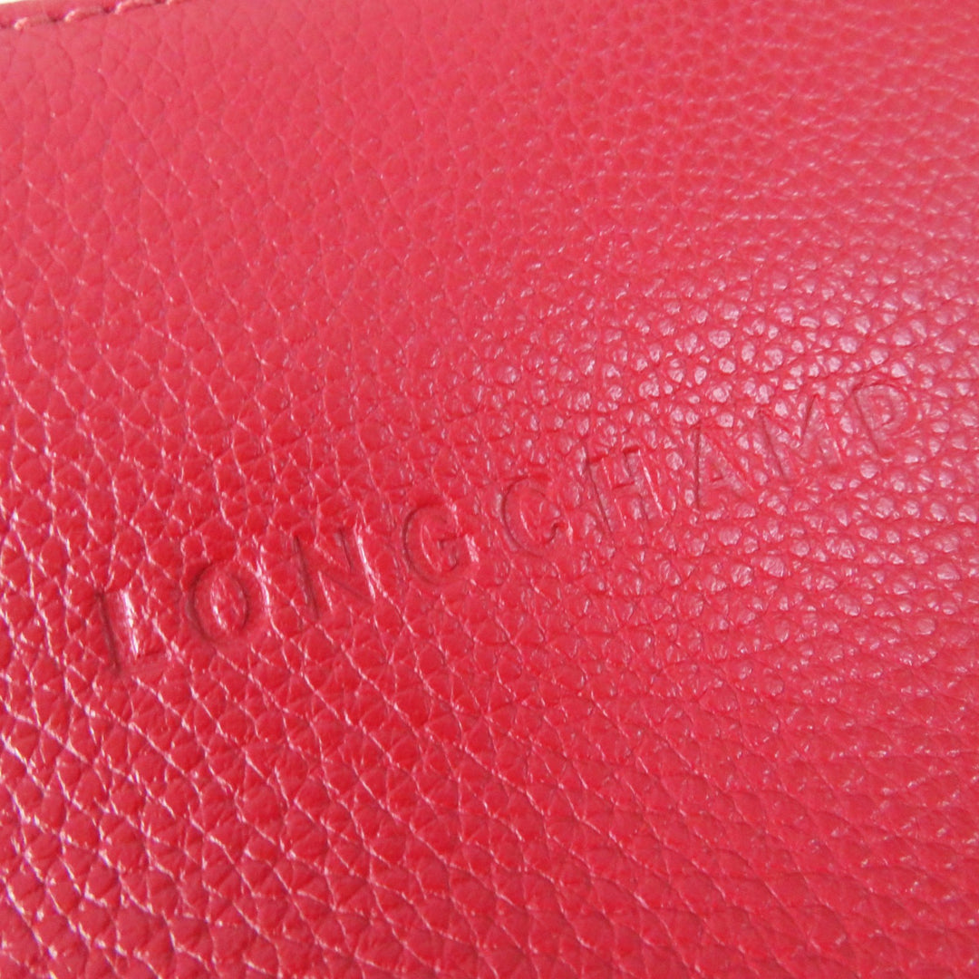 Excellent Longchamp Shoulder Bag Le flowne Logo engraved 2WAY handbag/ Red leather Women
