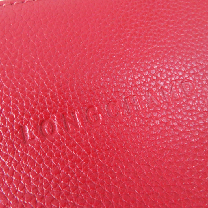 Excellent Longchamp Shoulder Bag Le flowne Logo engraved 2WAY handbag/ Red leather Women