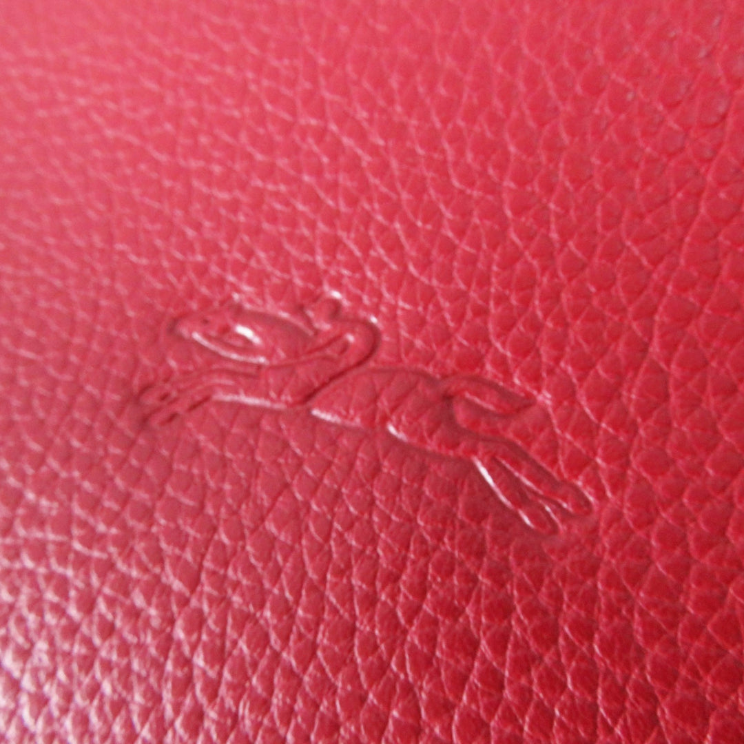 Excellent Longchamp Shoulder Bag Le flowne Logo engraved 2WAY handbag/ Red leather Women