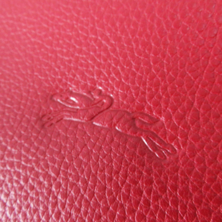 Excellent Longchamp Shoulder Bag Le flowne Logo engraved 2WAY handbag/ Red leather Women