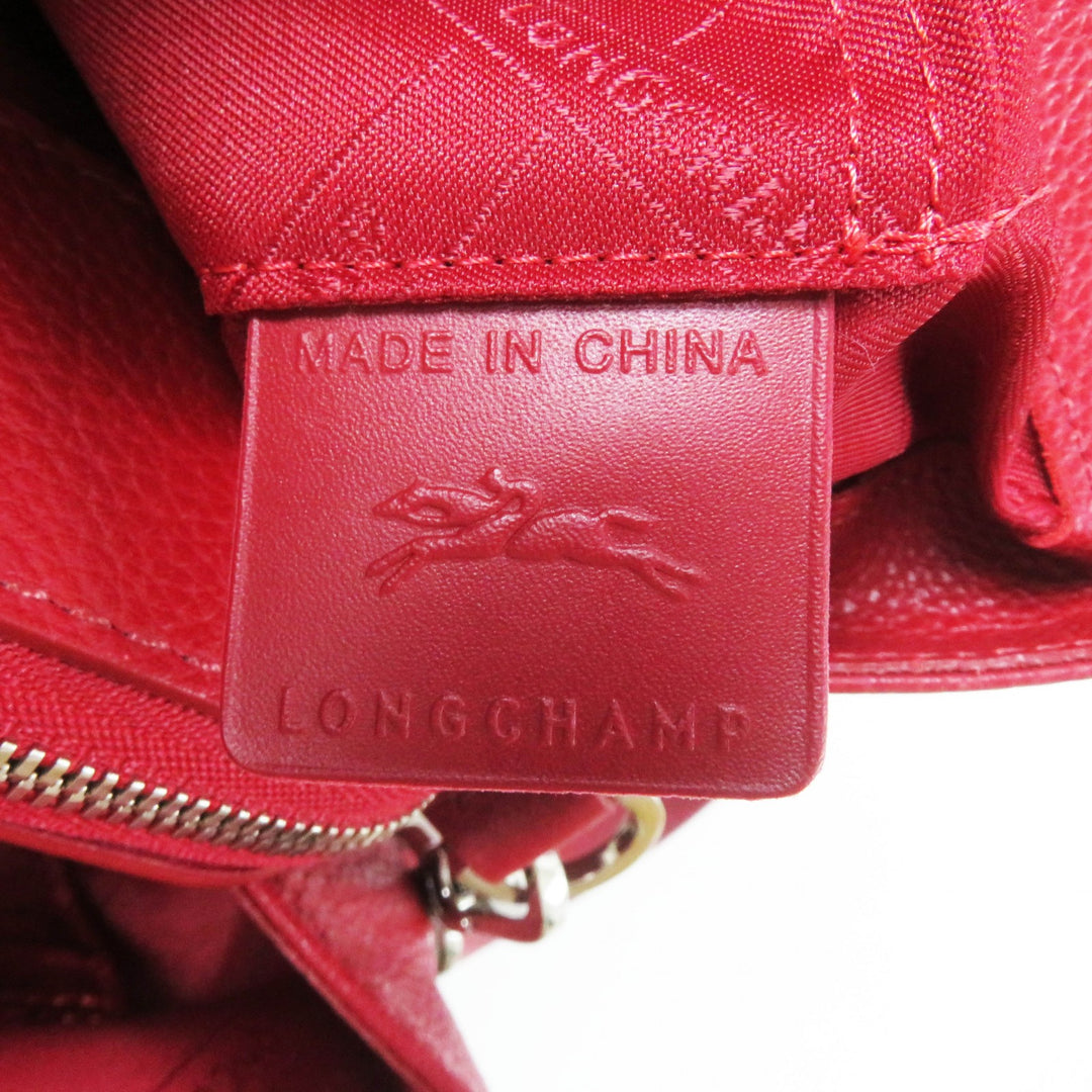 Excellent Longchamp Shoulder Bag Le flowne Logo engraved 2WAY handbag/ Red leather Women