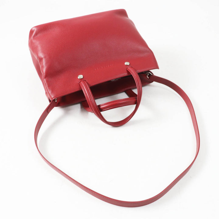 Excellent Longchamp Shoulder Bag Le flowne Logo engraved 2WAY handbag/ Red leather Women