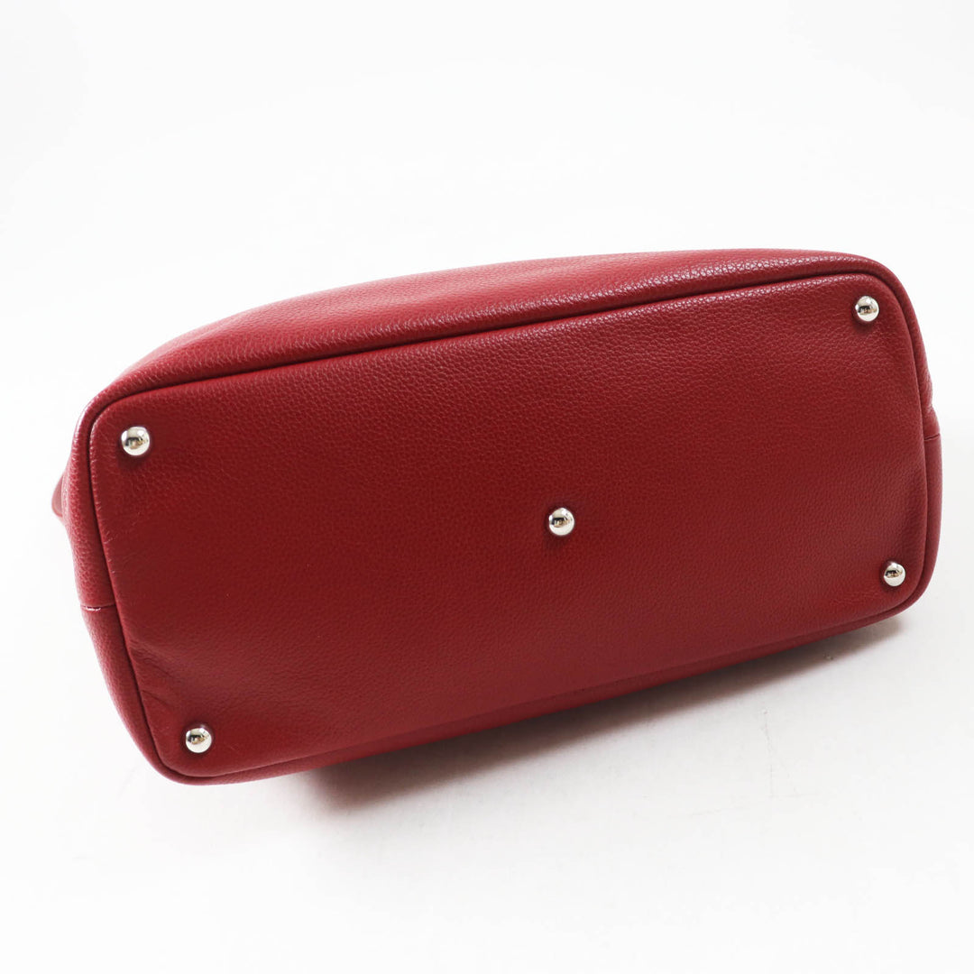 Excellent Longchamp Shoulder Bag Le flowne Logo engraved 2WAY handbag/ Red leather Women