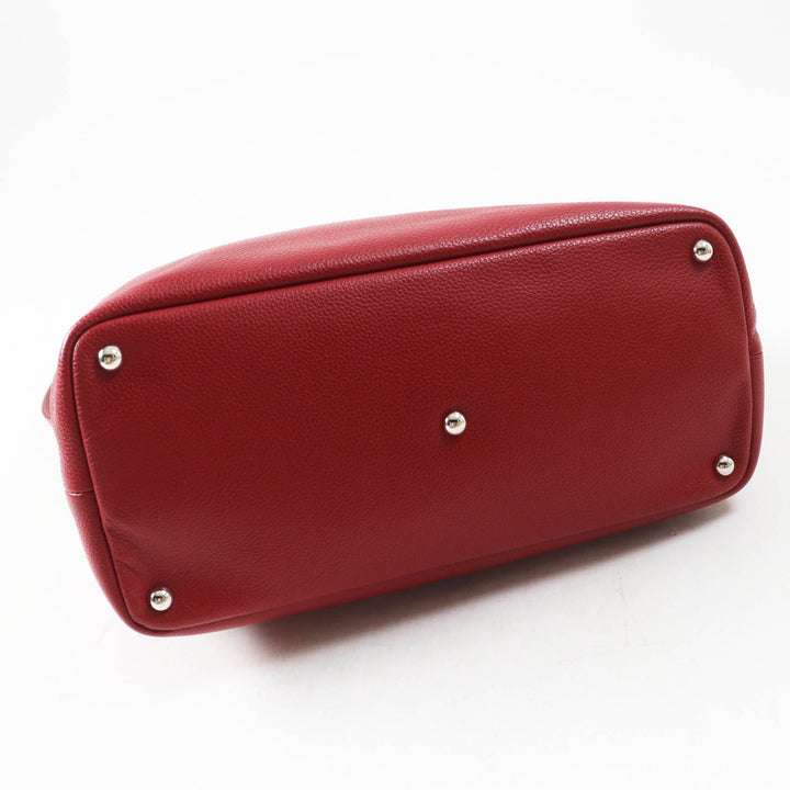 Excellent Longchamp Shoulder Bag Le flowne Logo engraved 2WAY handbag/ Red leather Women