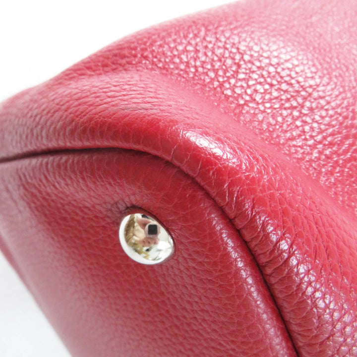 Excellent Longchamp Shoulder Bag Le flowne Logo engraved 2WAY handbag/ Red leather Women