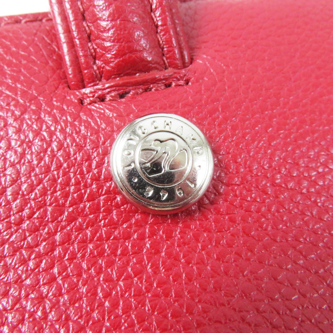 Excellent Longchamp Shoulder Bag Le flowne Logo engraved 2WAY handbag/ Red leather Women