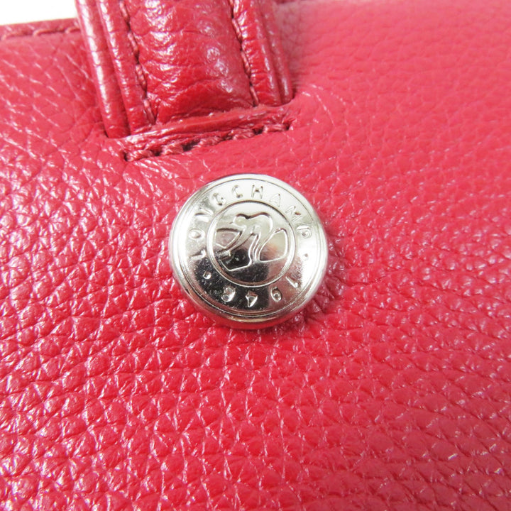 Excellent Longchamp Shoulder Bag Le flowne Logo engraved 2WAY handbag/ Red leather Women