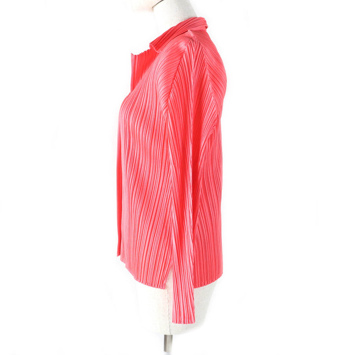 Excellent PLEATS PLEASE cardigan Pleated shirt Coral pink Women 3 PP33-JD150