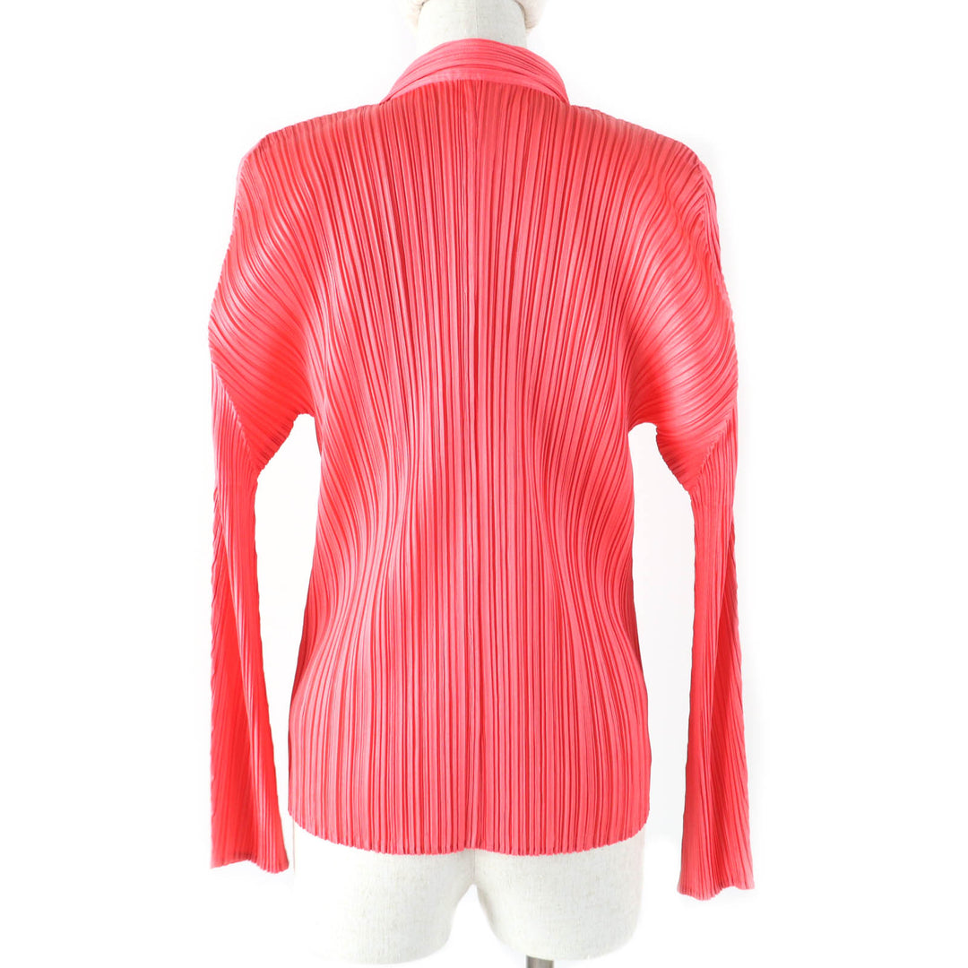 Excellent PLEATS PLEASE cardigan Pleated shirt Coral pink Women 3 PP33-JD150