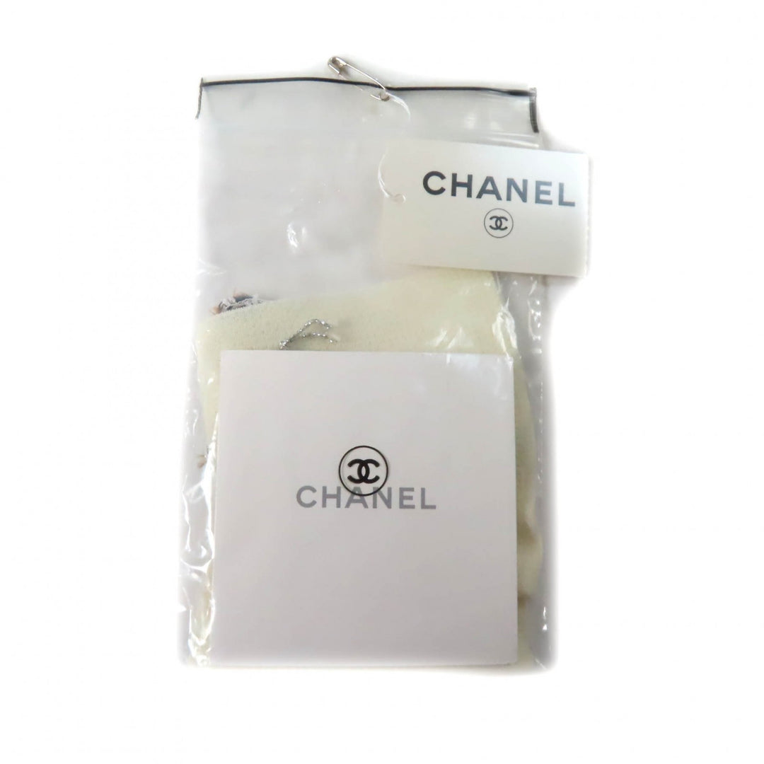 Excellent CHANEL Cut COCO Mark Emblem Tweed Trimmed off white Women 36 05C