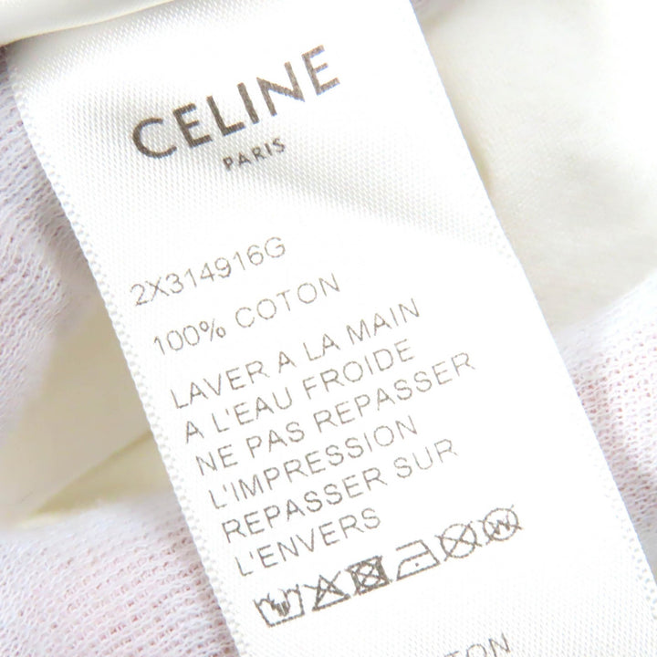Great CELINE Short sleeve T-shirt logo print crew neck White black Women L