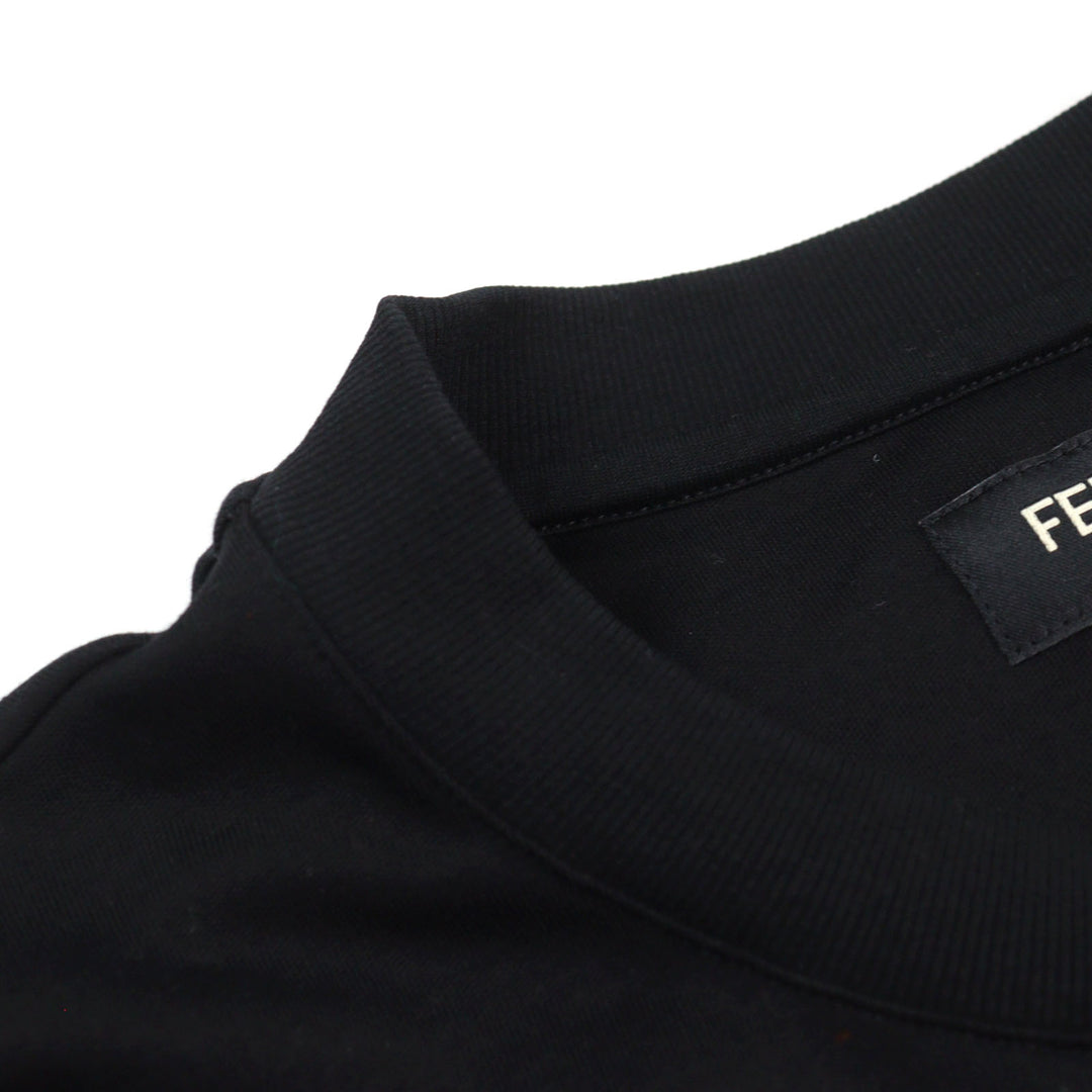 Excellent FENDI Short sleeve T-shirt Logo sequin crewneck Black series mens M