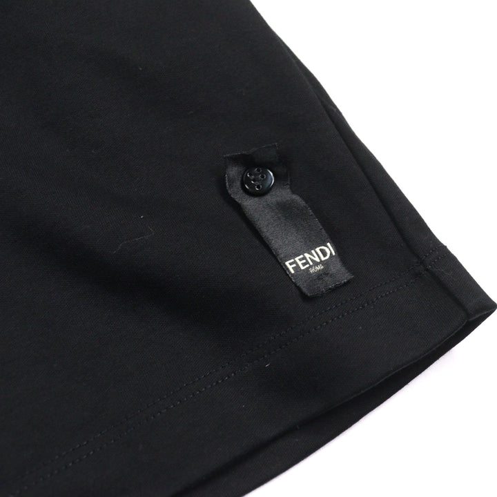 Excellent FENDI Short sleeve T-shirt Logo sequin crewneck Black series mens M