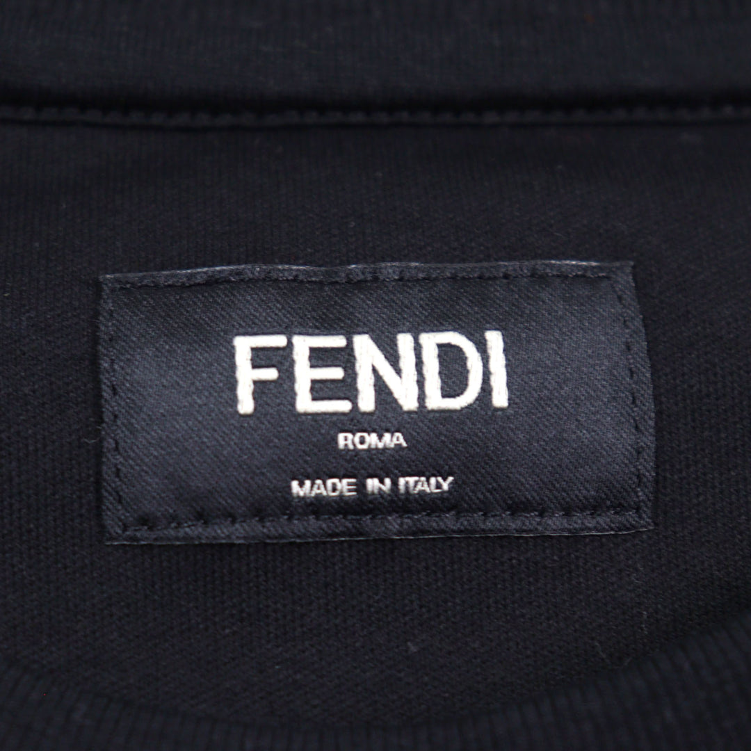 Excellent FENDI Short sleeve T-shirt Logo sequin crewneck Black series mens M