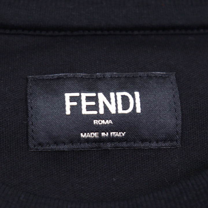 Excellent FENDI Short sleeve T-shirt Logo sequin crewneck Black series mens M