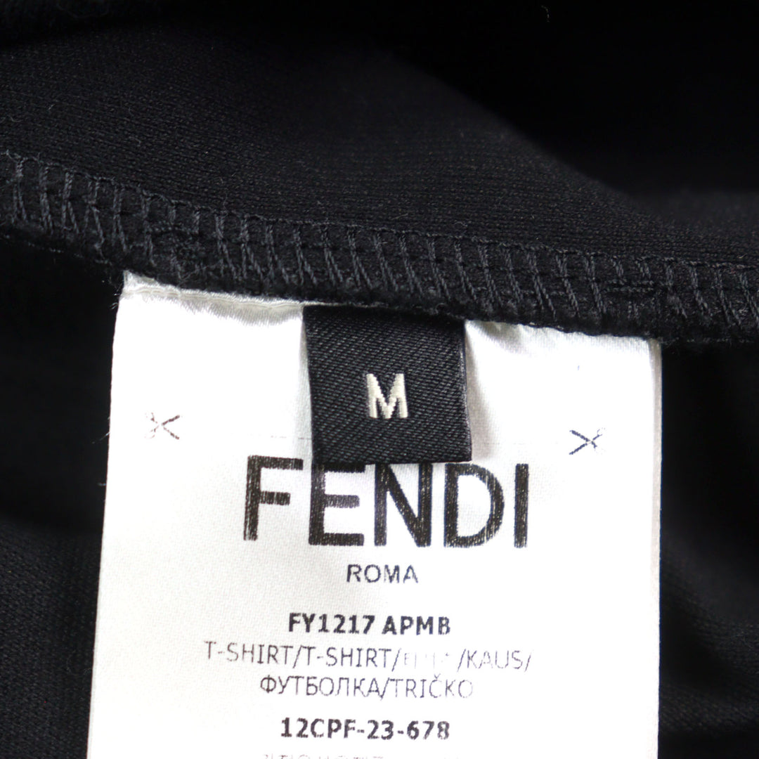 Excellent FENDI Short sleeve T-shirt Logo sequin crewneck Black series mens M
