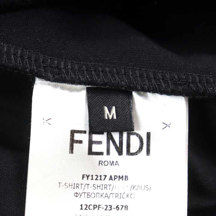 Excellent FENDI Short sleeve T-shirt Logo sequin crewneck Black series mens M
